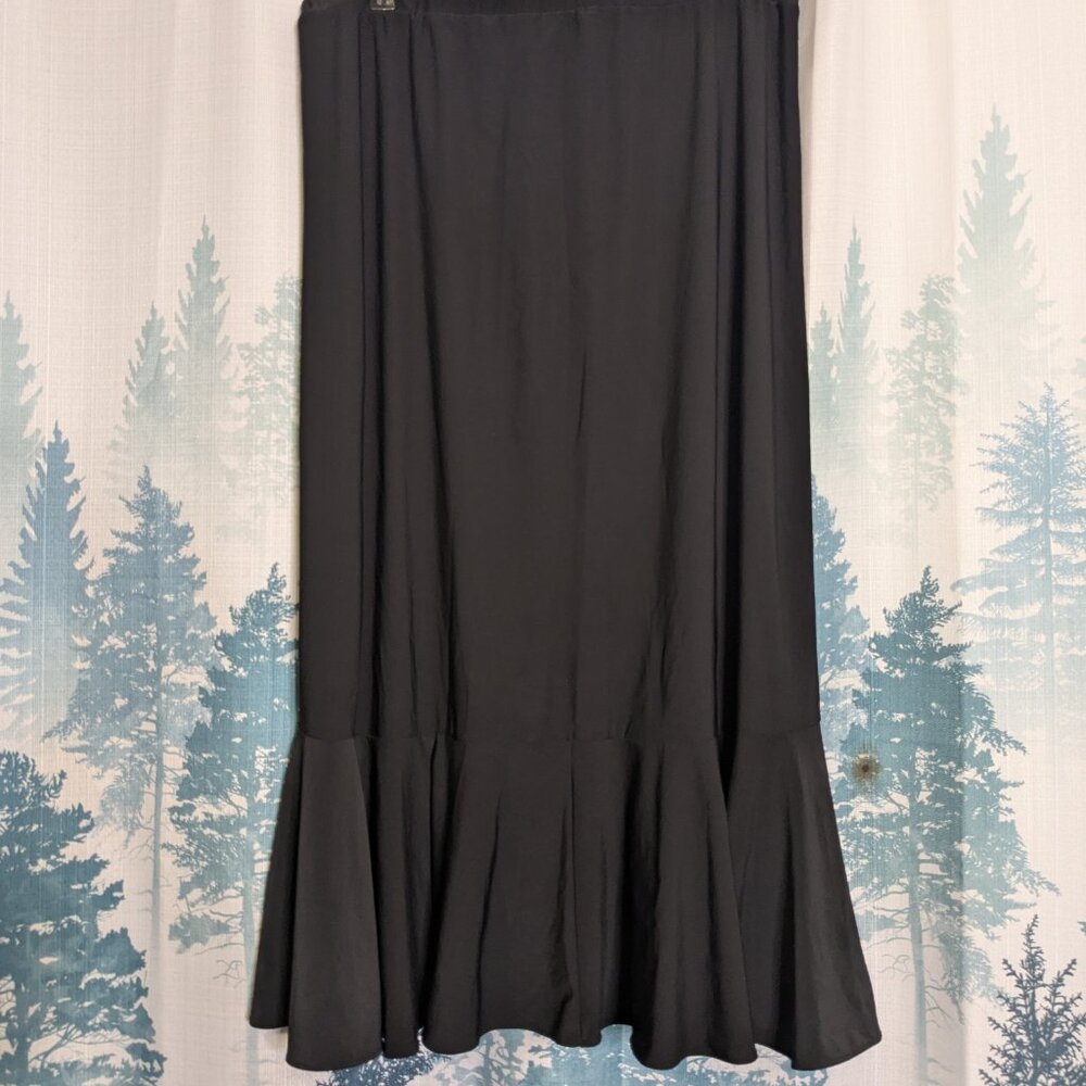 ✨ Antthony Black Ruffle Maxi Skirt – Dramatic Side Ruffle – Size XL ✨ - Picture 2 of 4